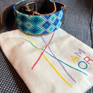 Hand woven leather XL dog collar